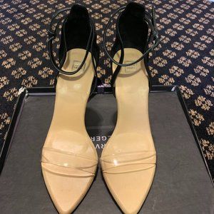 Herve Leger Chloe Black Leather and PVC Heel Pumps Size 9 (Euro 39)